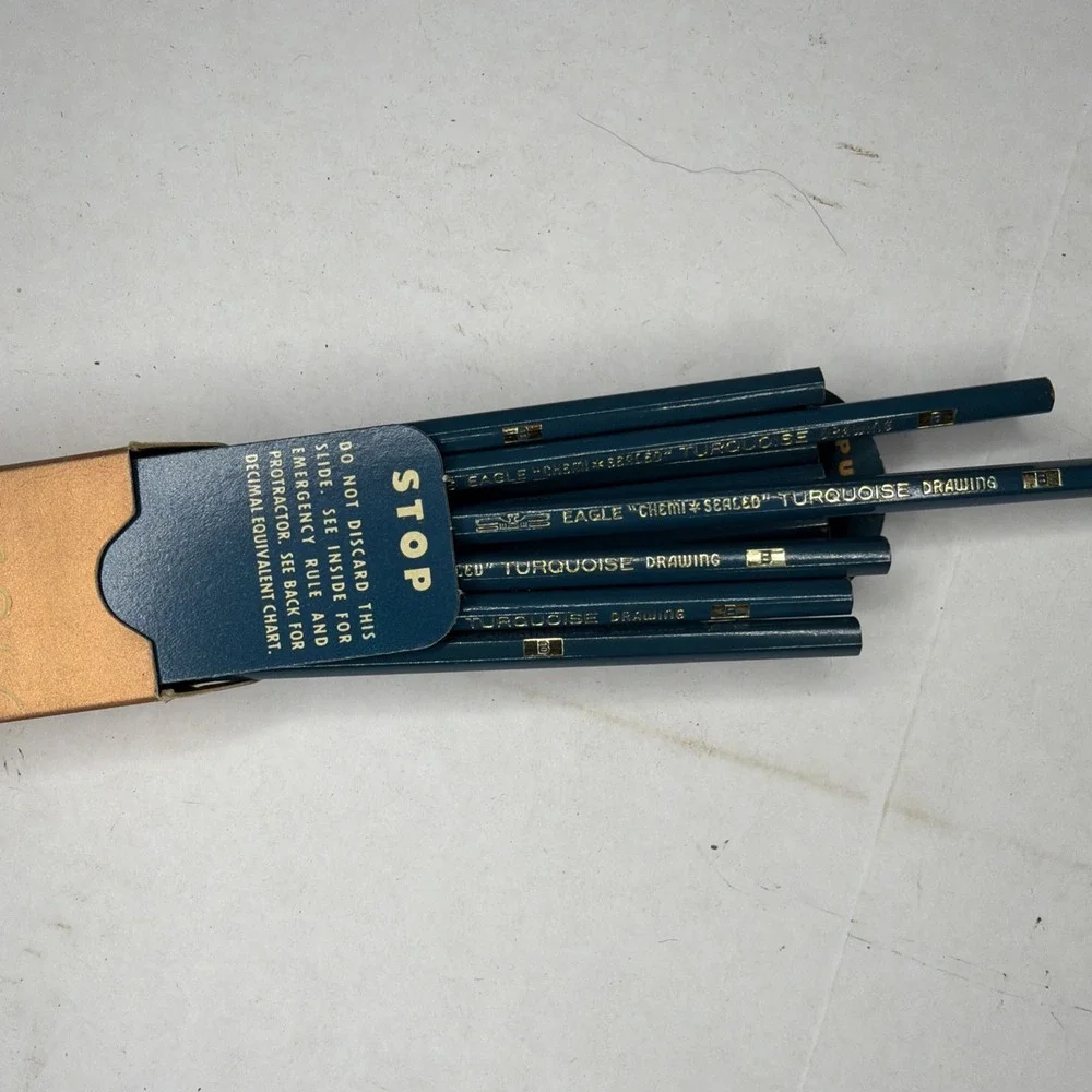 VTG Dated 1936 Box of 12 Eagle Turquoise Drawing Pencils 2H New Old Stock